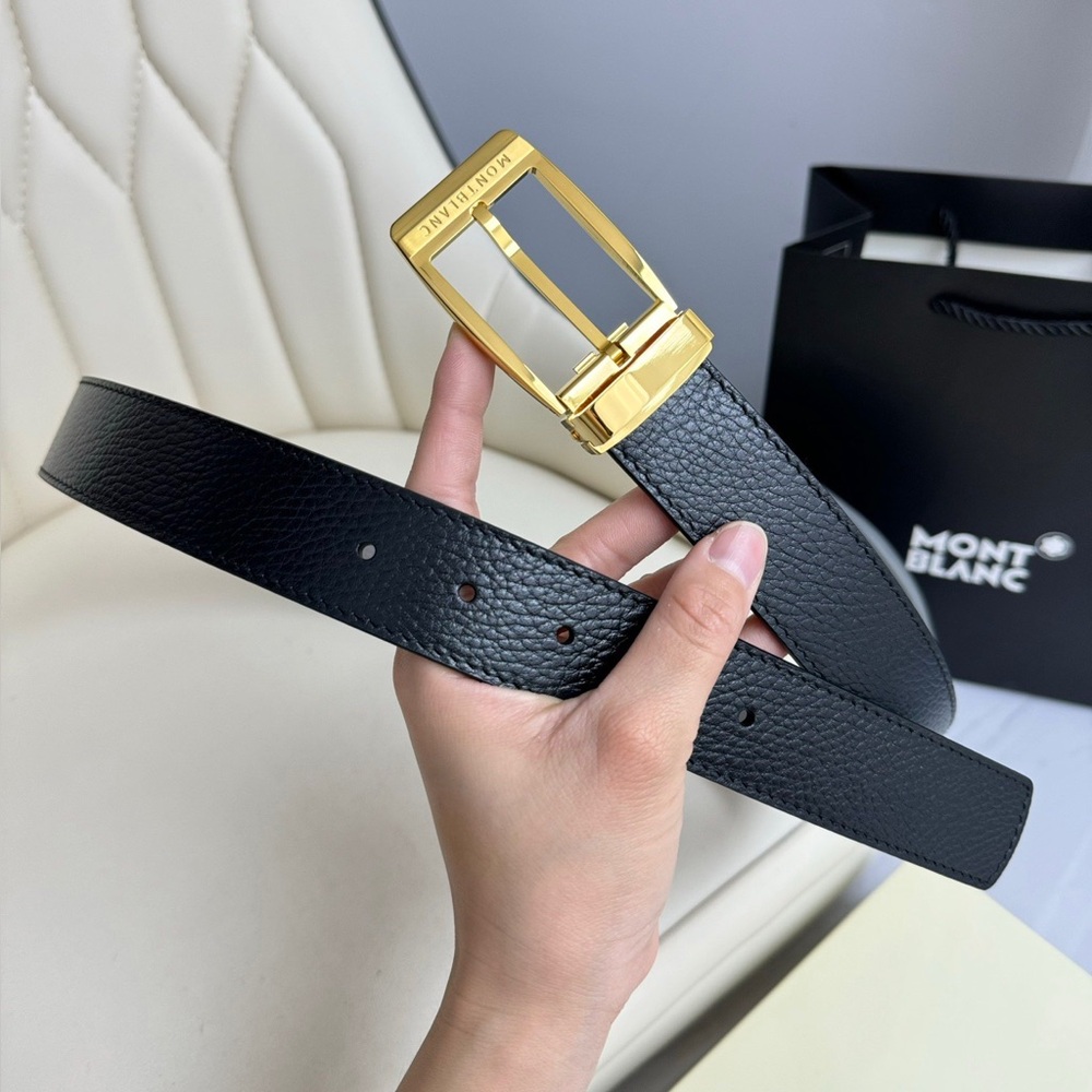 MontBlanc Men’s Black and Gold Belt Size 110 - Picture 3 of 8